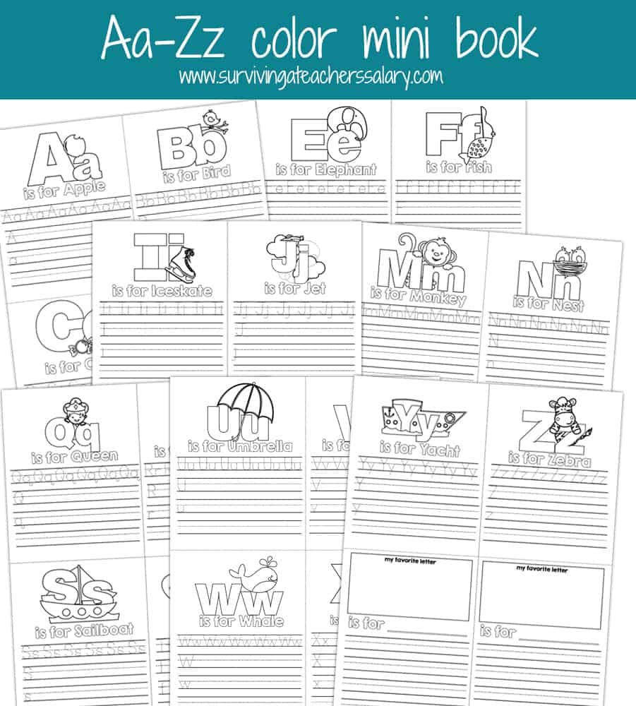 Aa Zz Alphabet Letter Mini Color Book Practice Printable