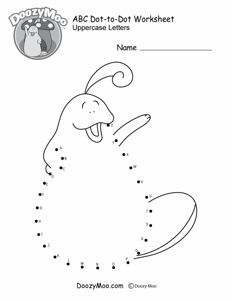 ABC Dot to Dot Worksheet Free Printable Doozy Moo