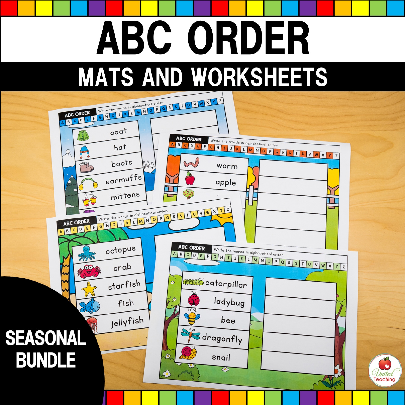ABC Order Mats And Worksheets United Teaching ABC Order Mats And Worksheets United Teaching