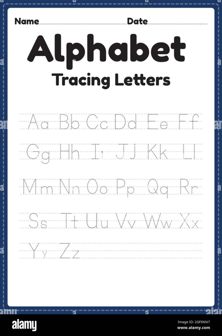 Abc Worksheet Of Tracing Alphabet Letters For Kindergarten And Preschool Kids For Handwriting Practice And Educational Activities In A Printable Page Stock Vector Image U0026 Art Alamy