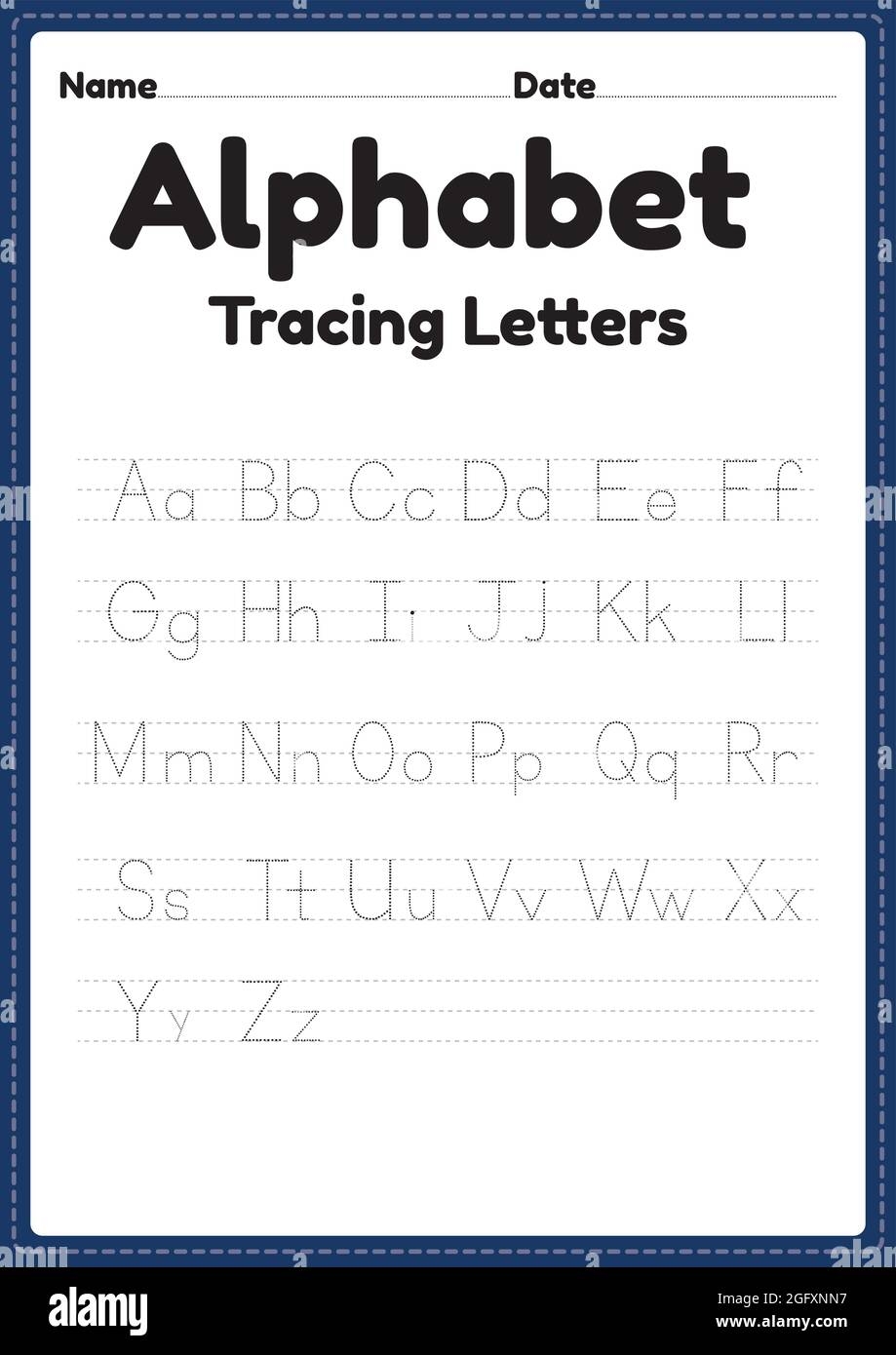 Abc Worksheet Of Tracing Alphabet Letters For Kindergarten And Preschool Kids For Handwriting Practice And Educational Activities In A Printable Page Stock Vector Image U0026 Art Alamy