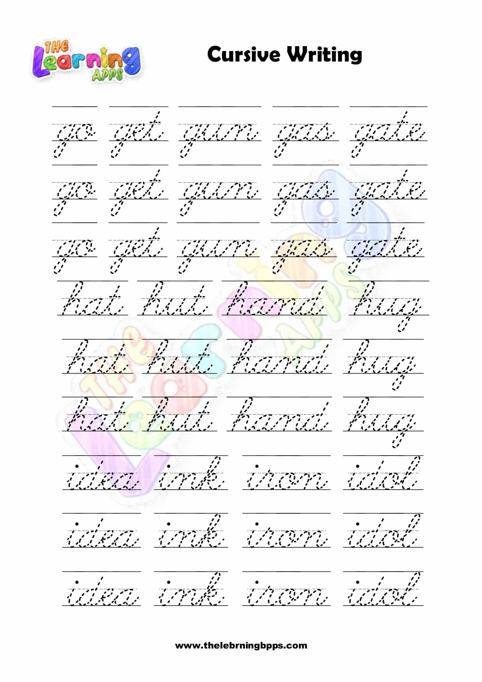 Free Printable Cursive Alphabet Handwriting Worksheets
