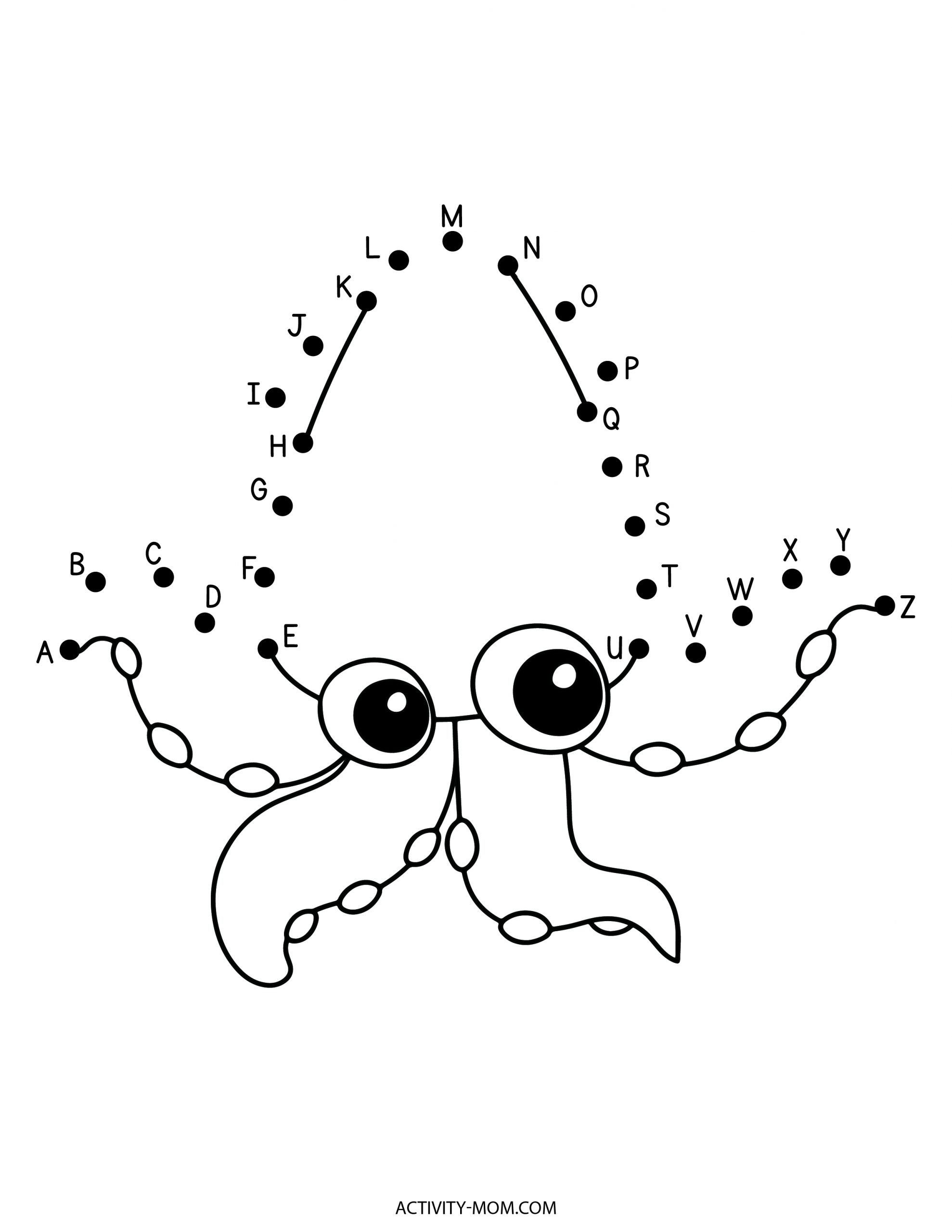 Alphabet Dot To Dot Worksheets free Printable The Activity Mom