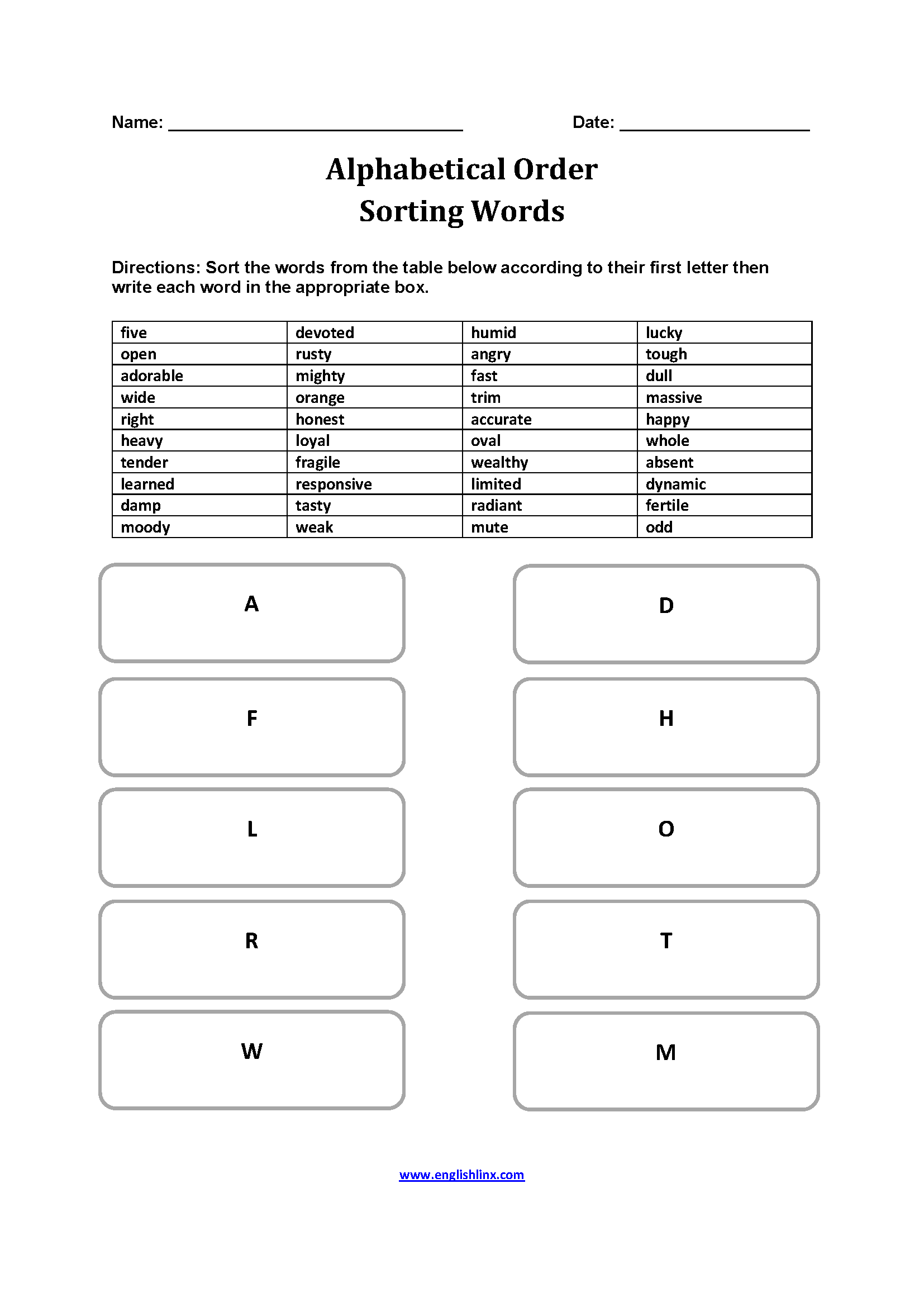 Alphabet Worksheets Alphabetical Order Worksheets