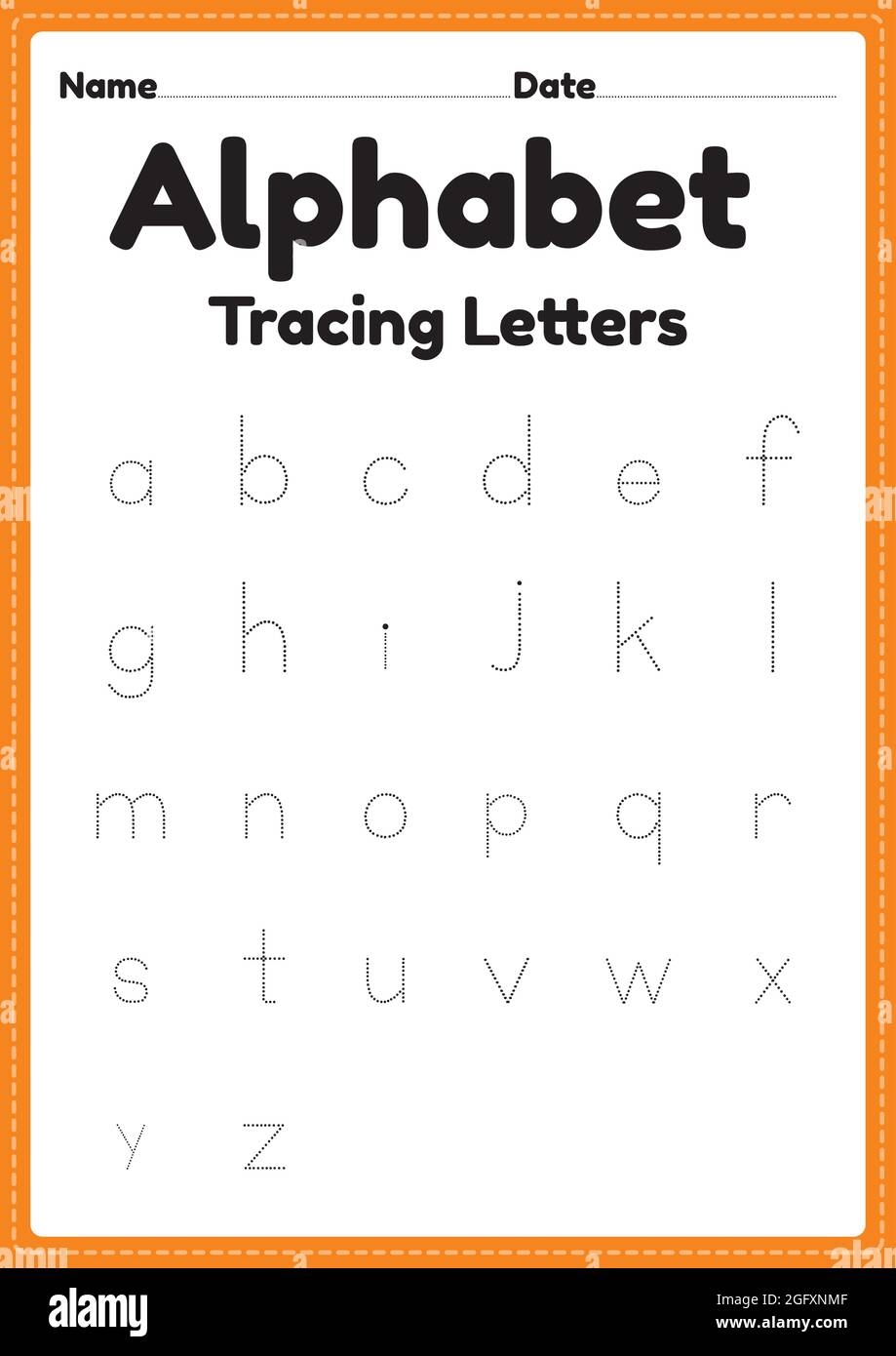 Alphabet Worksheets For Kindergarten Tracing Letters For Preschool Kids For Handwriting Practice And Educational Activities In A Printable Page Stock Vector Image U0026 Art Alamy