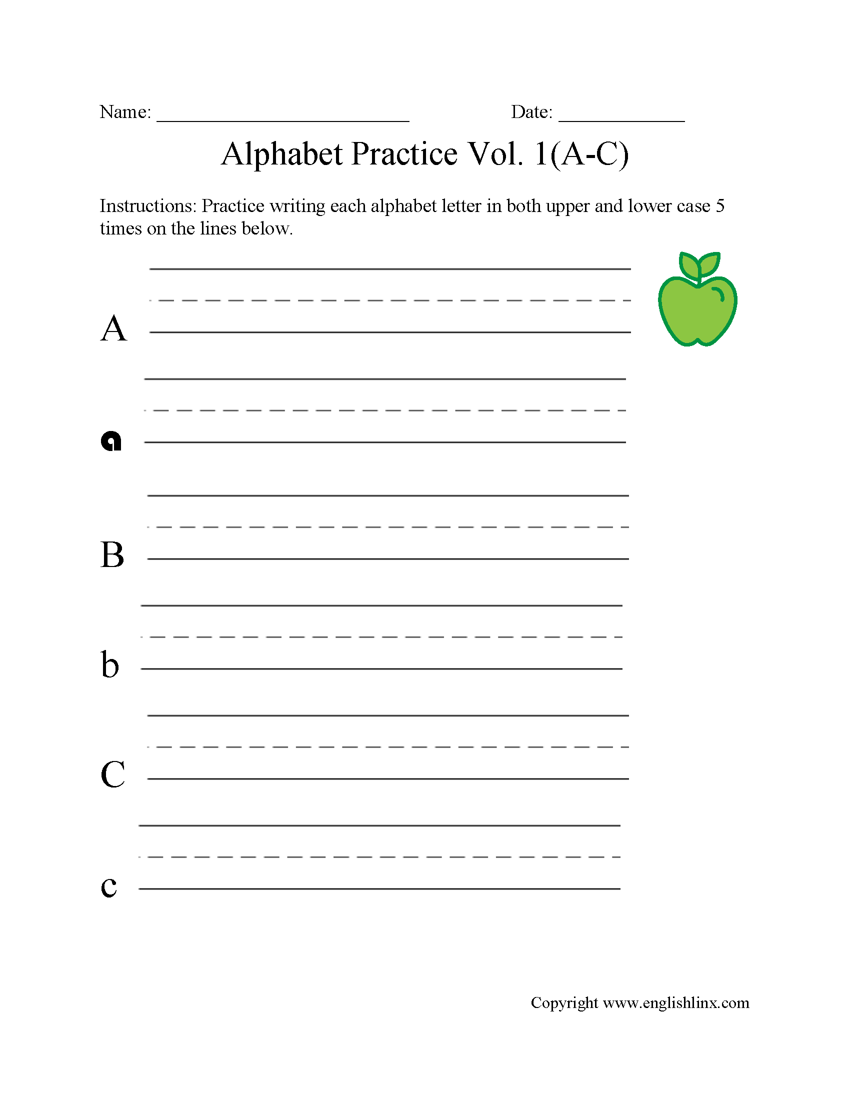 Alphabet Worksheets Writing The Alphabet Worksheets