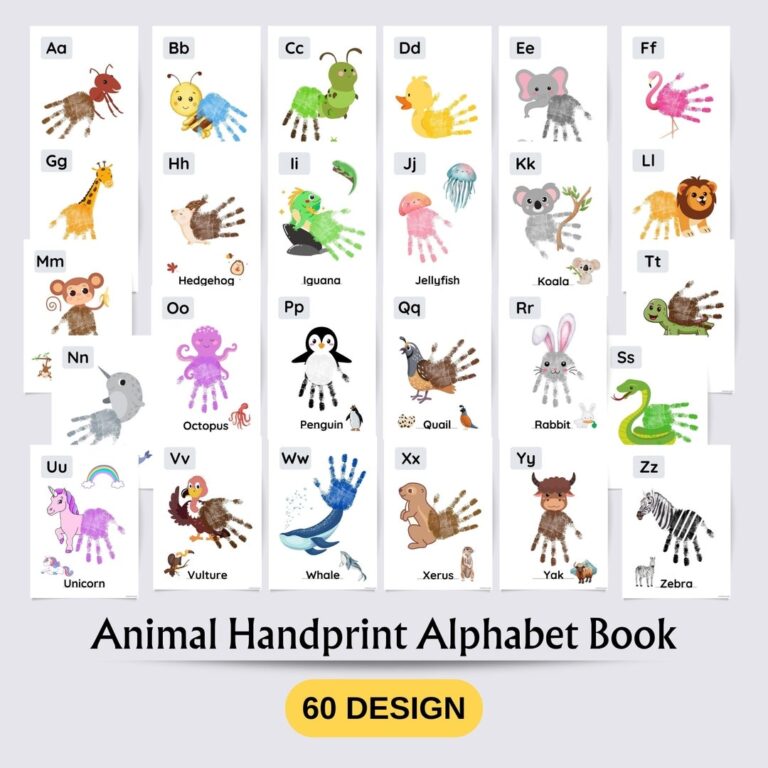 Animal Alphabet Handprint Art Craft My Handprint Alphabet Book 