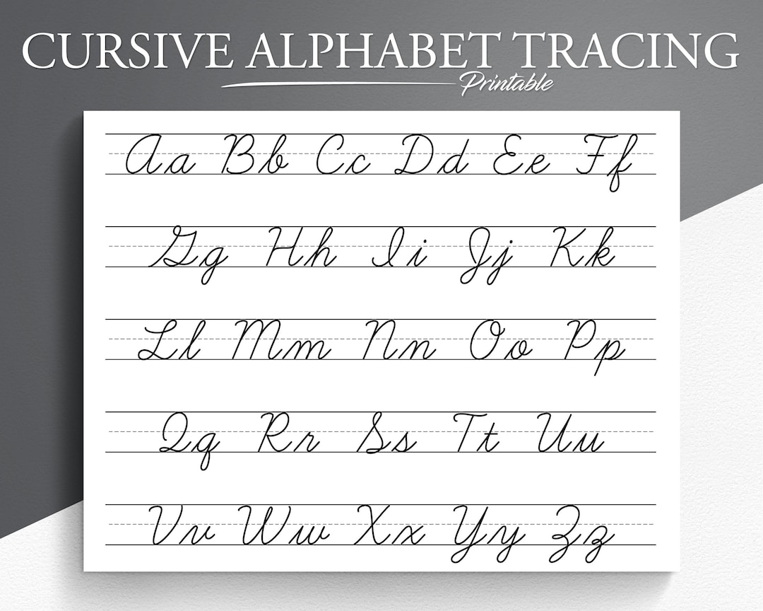 Cursive Alphabet Tracing Worksheet Printable Trace The Cursive Alphabet Cursive Practice Letter Tracing Tracing Worksheets Etsy