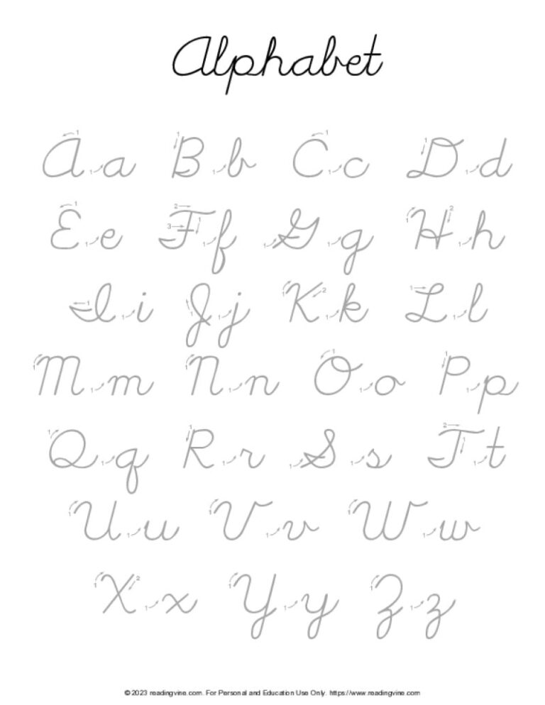 Cursive Writing Practice Sheets PDF ReadingVine