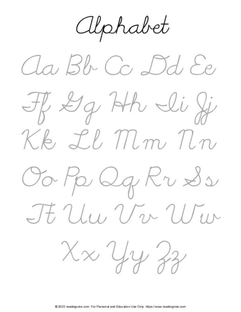 Cursive Alphabet Worksheets Free Printable