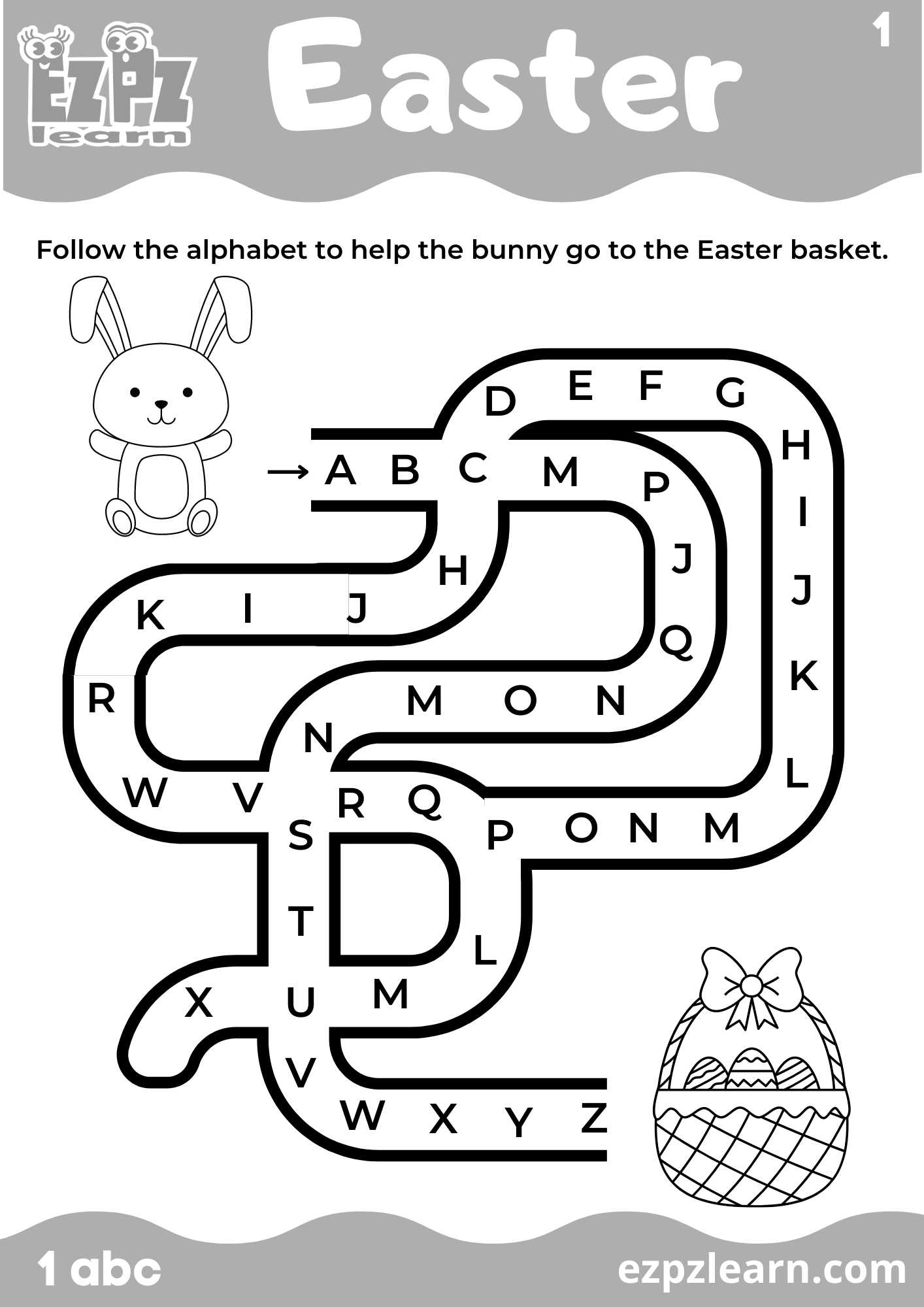 Easter Alphabet Maze For Kids 1 Ezpzlearn