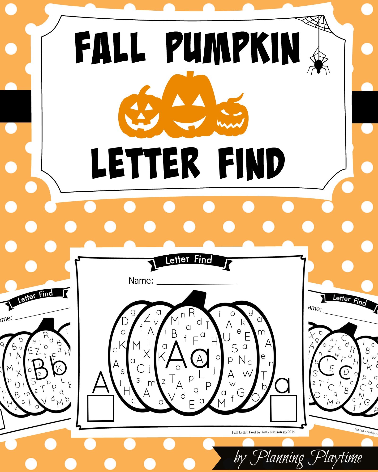 Fall Pumpkin Alphabet Letter Find Planning Playtime