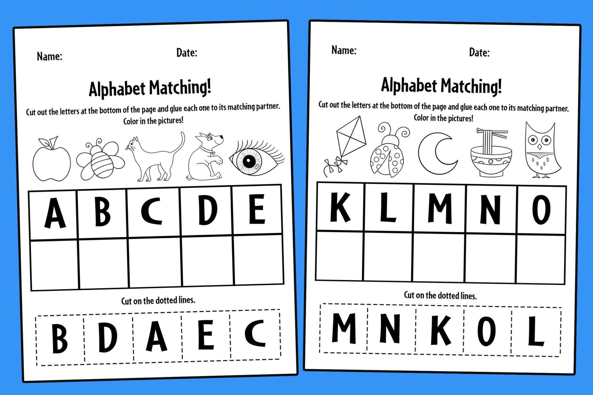 Free Alphabet Matching A Z Worksheets For Preschool The Hollydog Blog