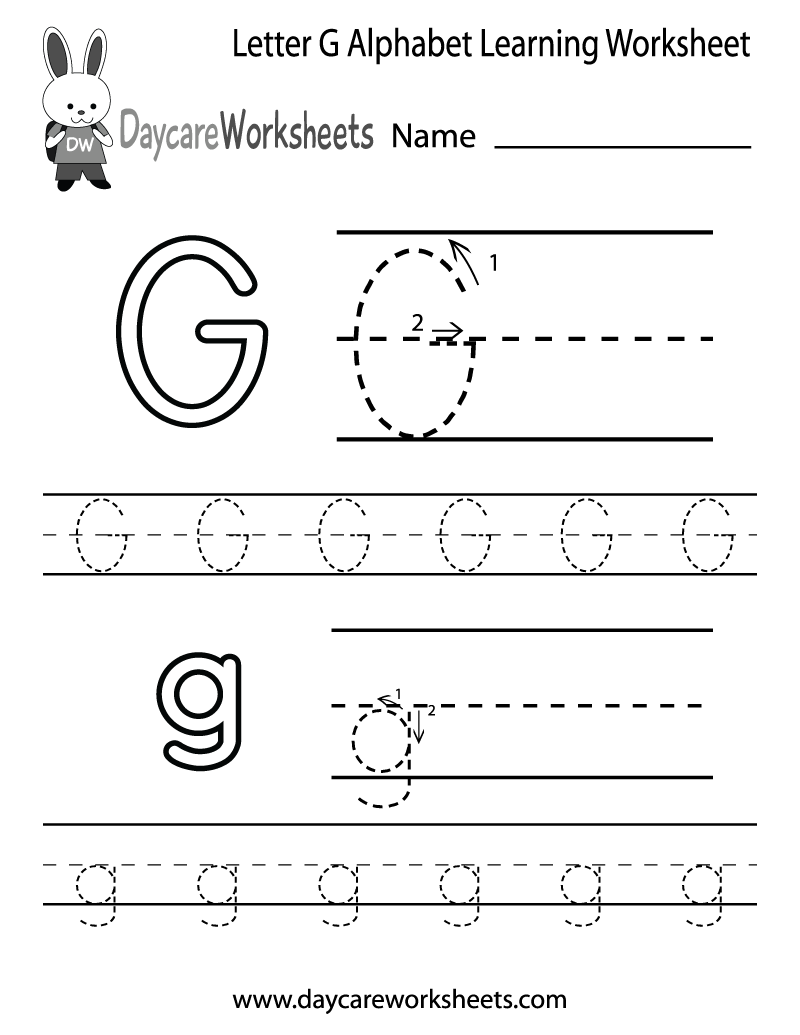 Free Letter G Alphabet Learning Worksheet For Preschool Free Letter G Alphabet Learning Worksheet For Preschool