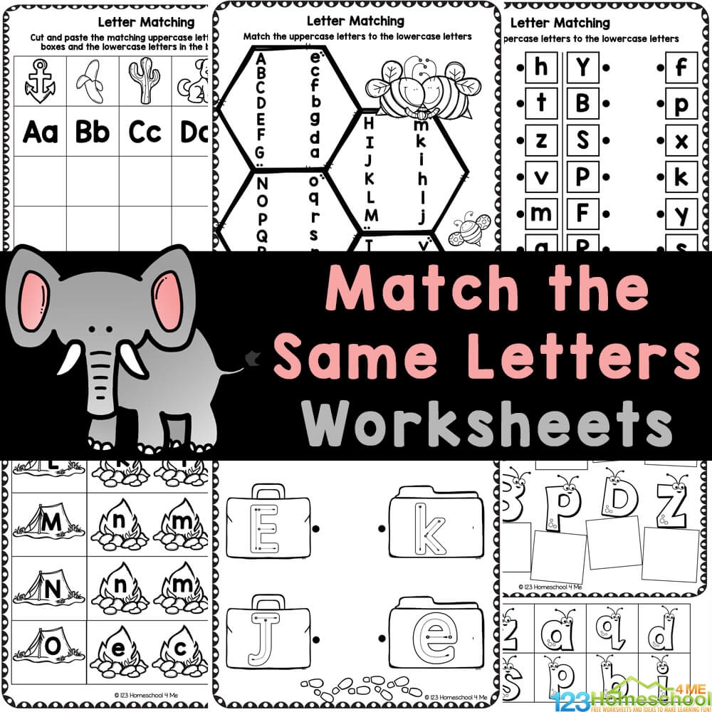 FREE Printable ABC Letter Matching Match The Same Letters Worksheets
