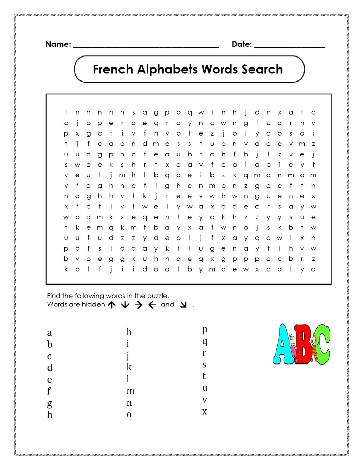 French Alphabet Worksheet For Distance Learning Made By Teachers French Alphabet Worksheet For Distance Learning Made By Teachers