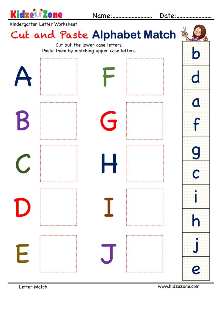 Free Alphabet Matching Worksheets For Kindergarten
