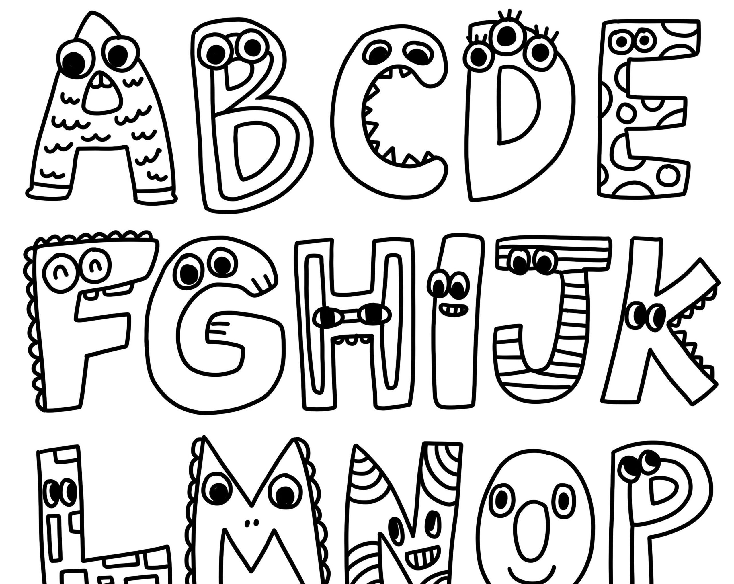 Funny ABC Alphabet Coloring Page For Kids Instant PDF JPEG Funny ABC Alphabet Coloring Page For Kids Instant PDF JPEG