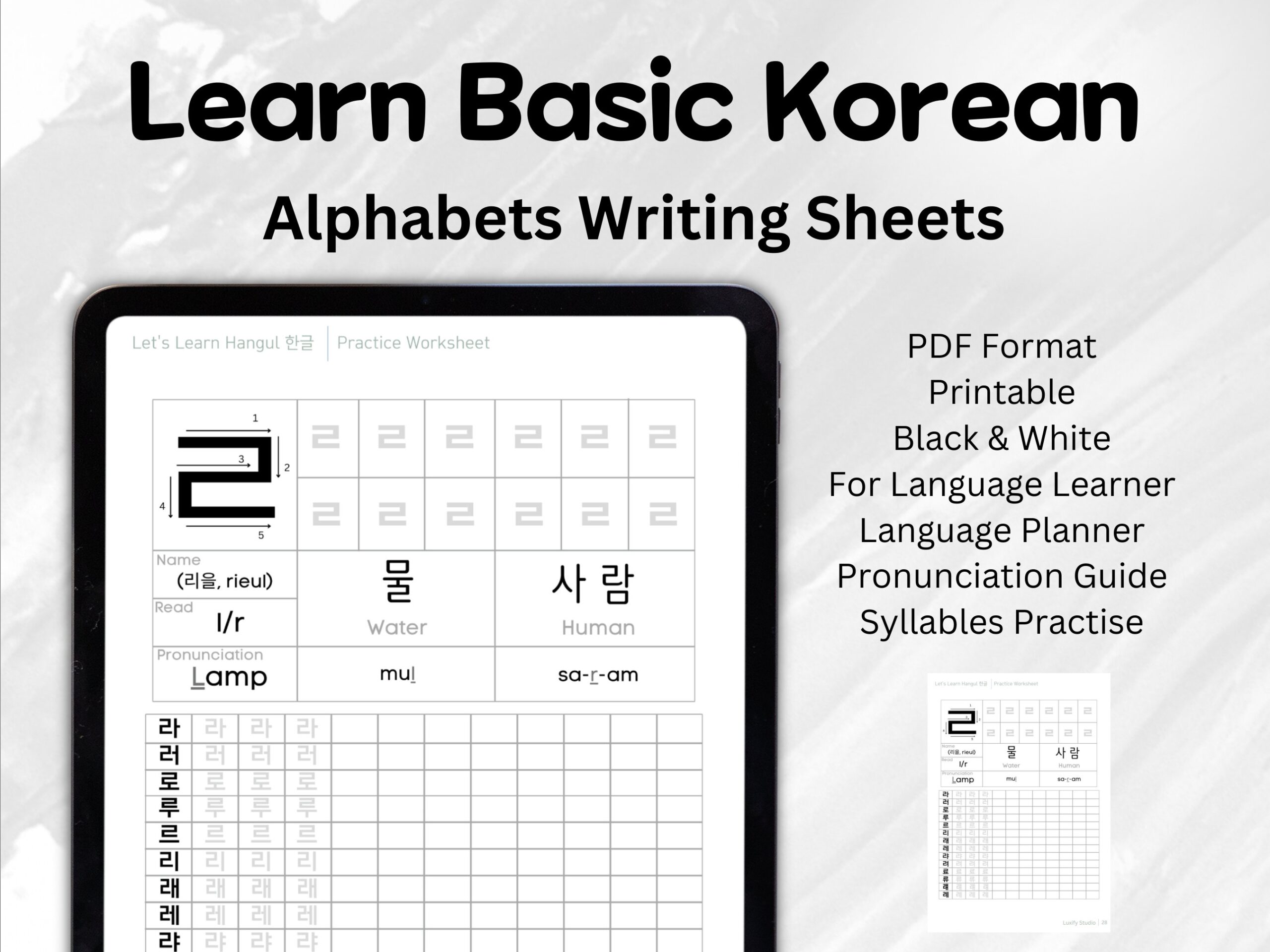 Hangul Worksheets Letter PDF Learn Korean Alphabet Writing For 