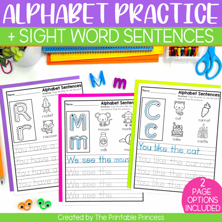 I Can Write Alphabet Sentences The Printable Princess