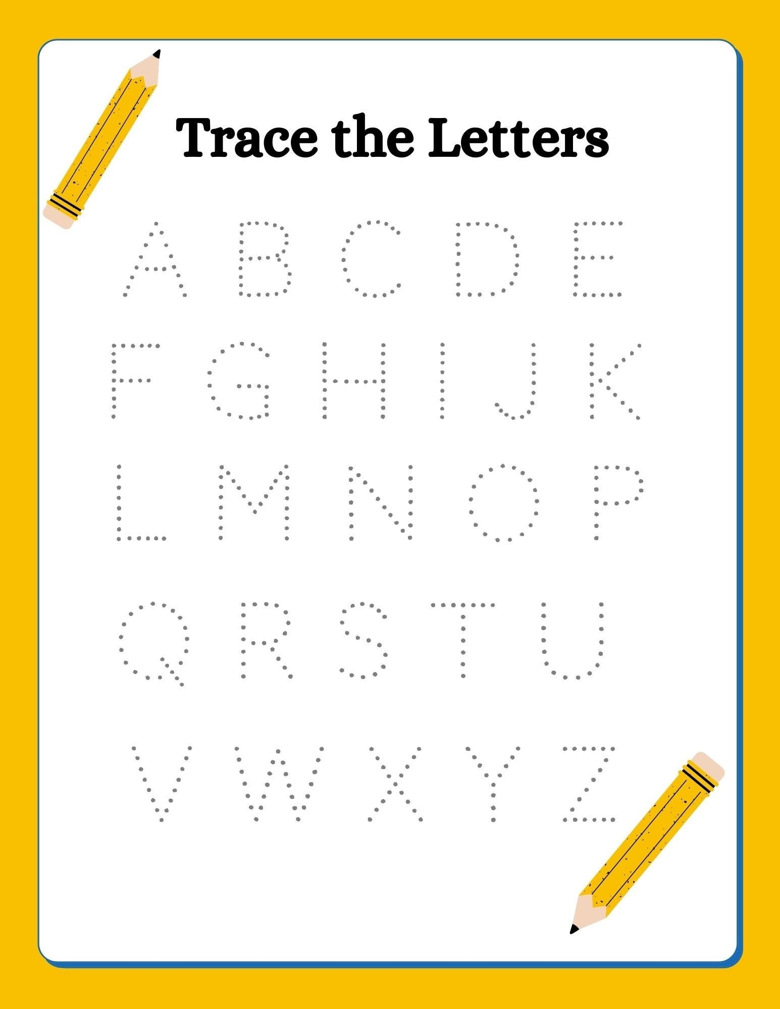 K 1st Grade Capital Letters Alphabet Tracing Practice Worksheet Digital Download 