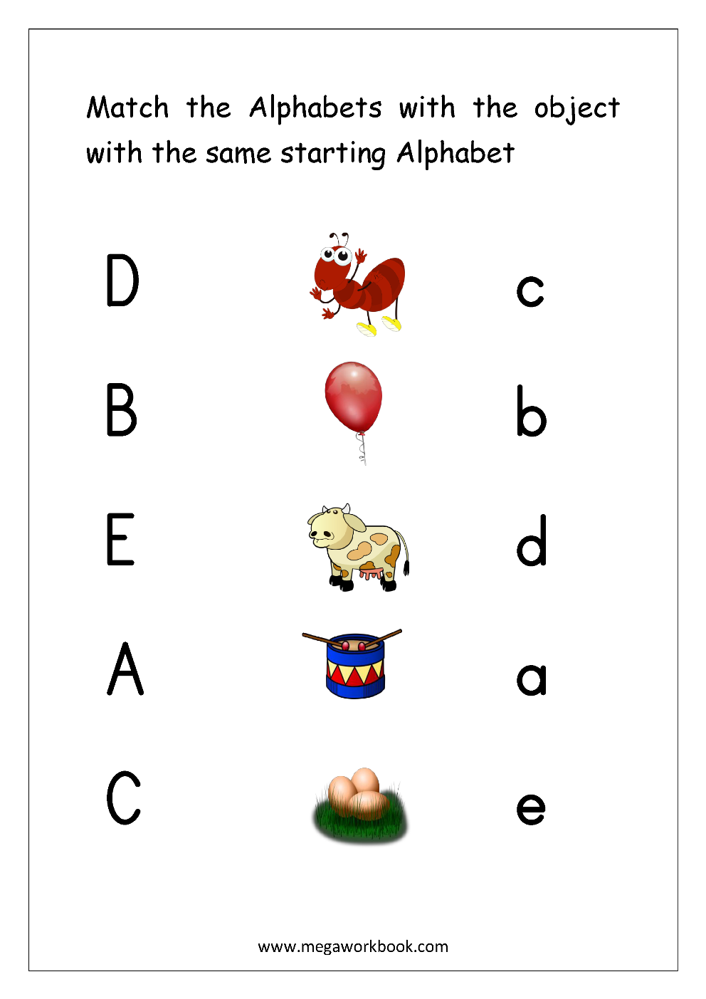 Letter Matching Worksheets Alphabet Matching Worksheets Alphabet Matching Printables Match Uppercase And Lowercase Letters MegaWorkbook