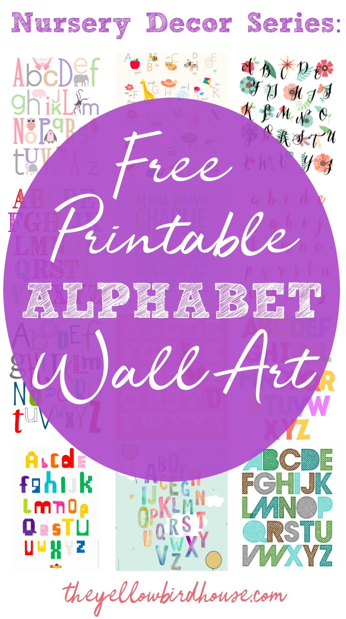 Nursery Decor Series 19 Free Printable Alphabet Wall Art Pieces