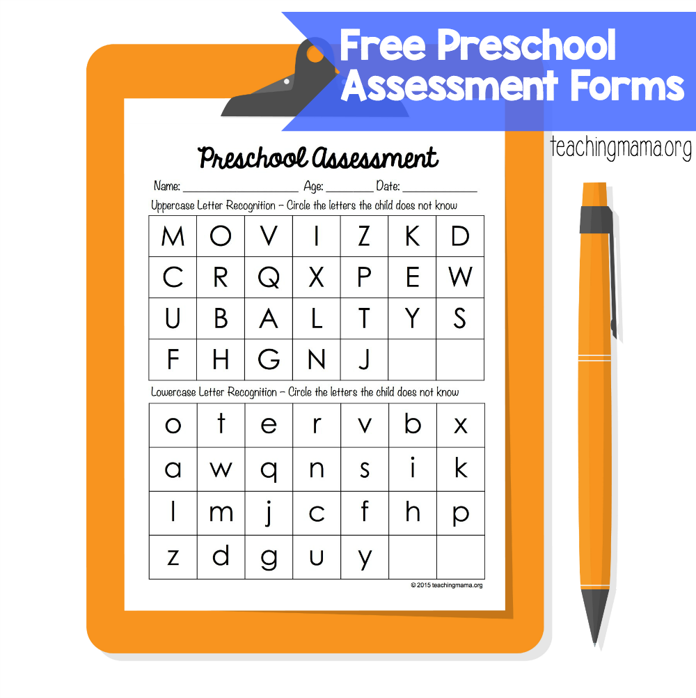 Preschool Assessment Forms Teaching Mama Worksheets Library