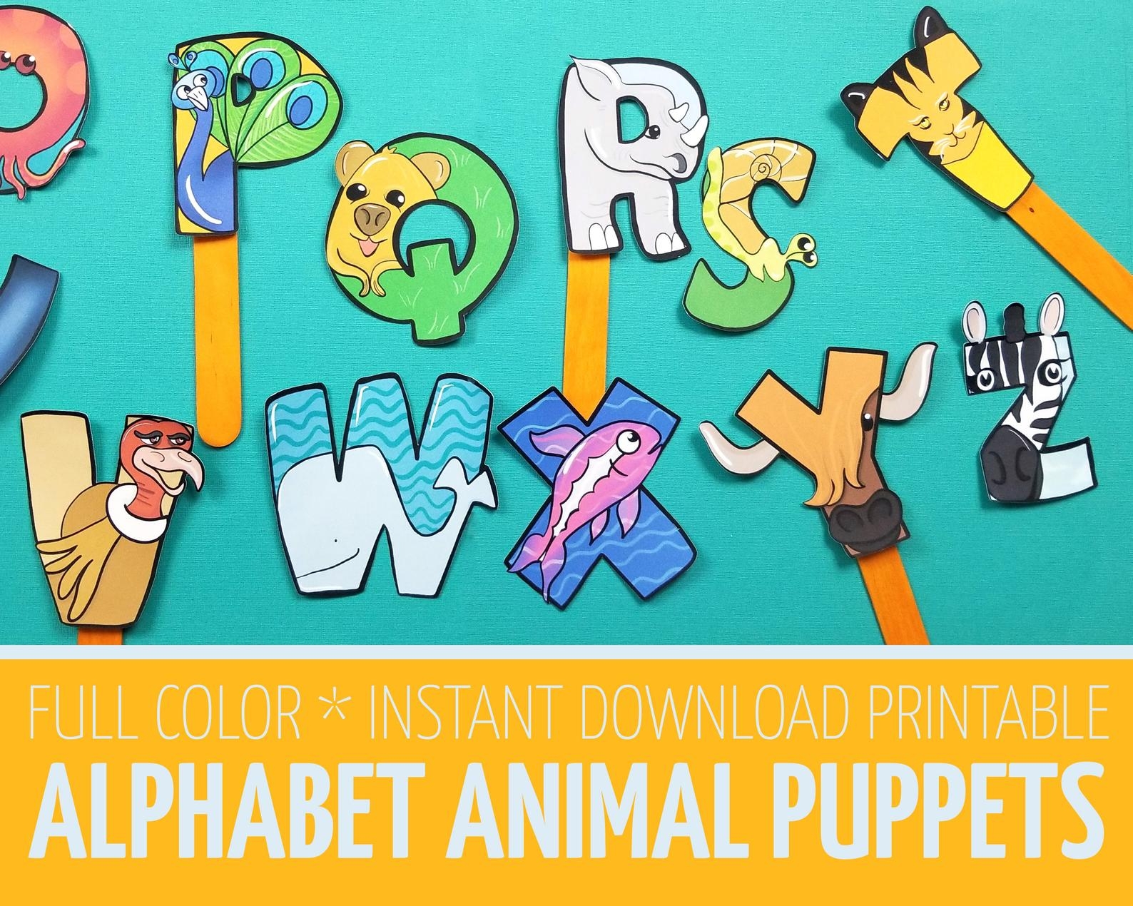 Printable Alphabet Animals Bundle Old Maid Game Full Color 