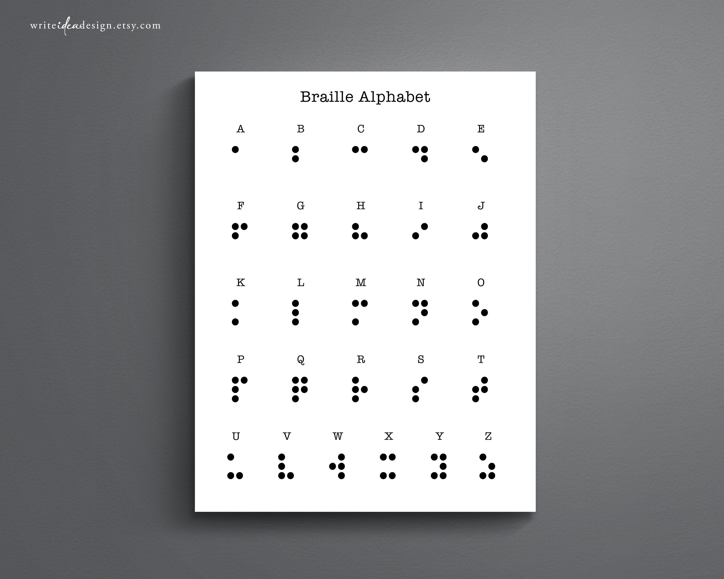 Printable Braille Alphabet Sheet Full Alphabet Braille Letters Etsy UK