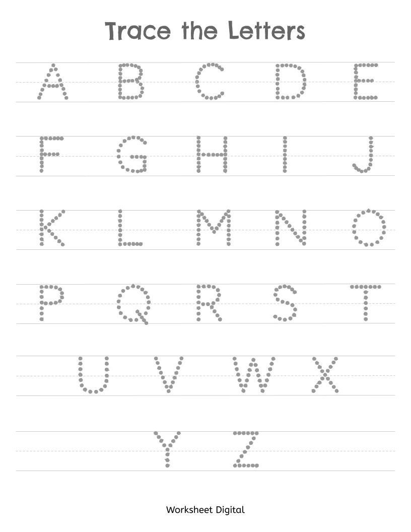 Printable Worksheets Trace The Letters Uppercase A Z Preschool 