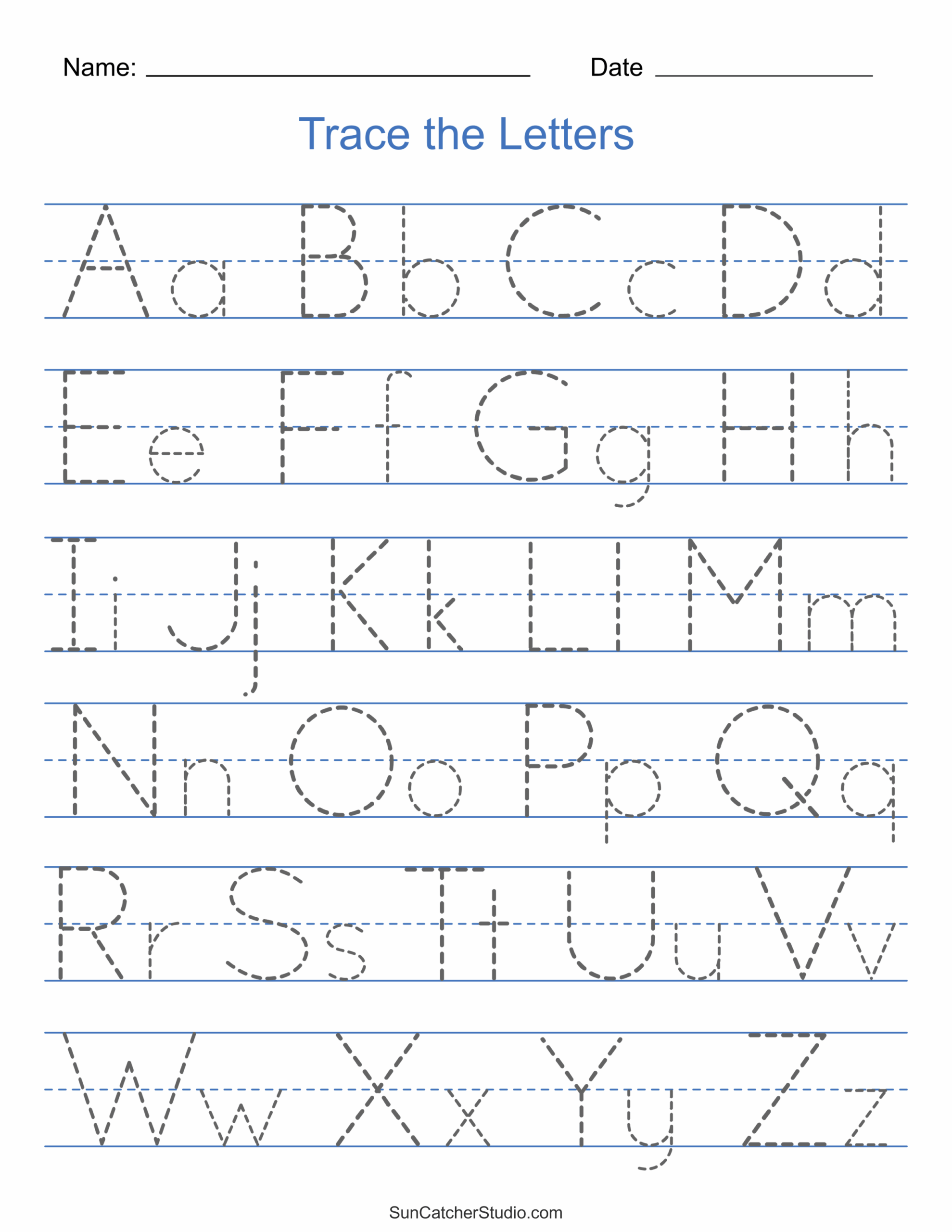 Tracing Alphabet Letters Printable Handwriting Worksheets DIY 